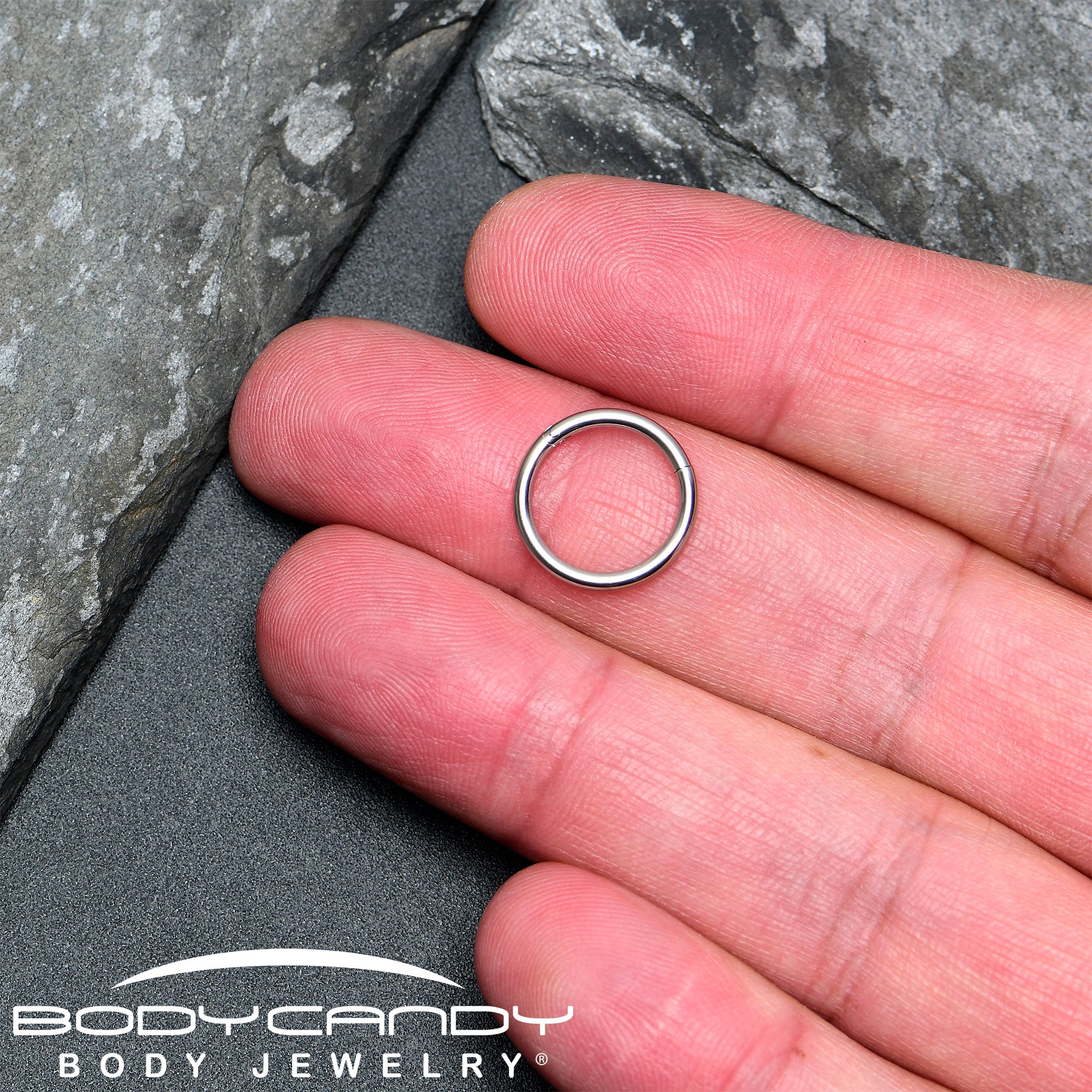 BodyCandy 14G 1/2 316L Surgical Steel Precision Hinged Segment Hoop — in-use photo