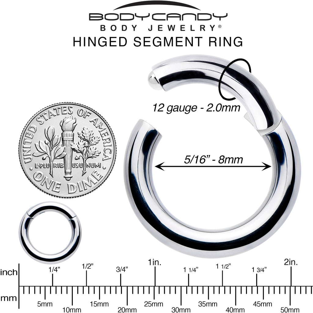 BodyCandy 12G 5/16 316L Surgical Steel Precision Hinged Segment Hoop — alternative angle