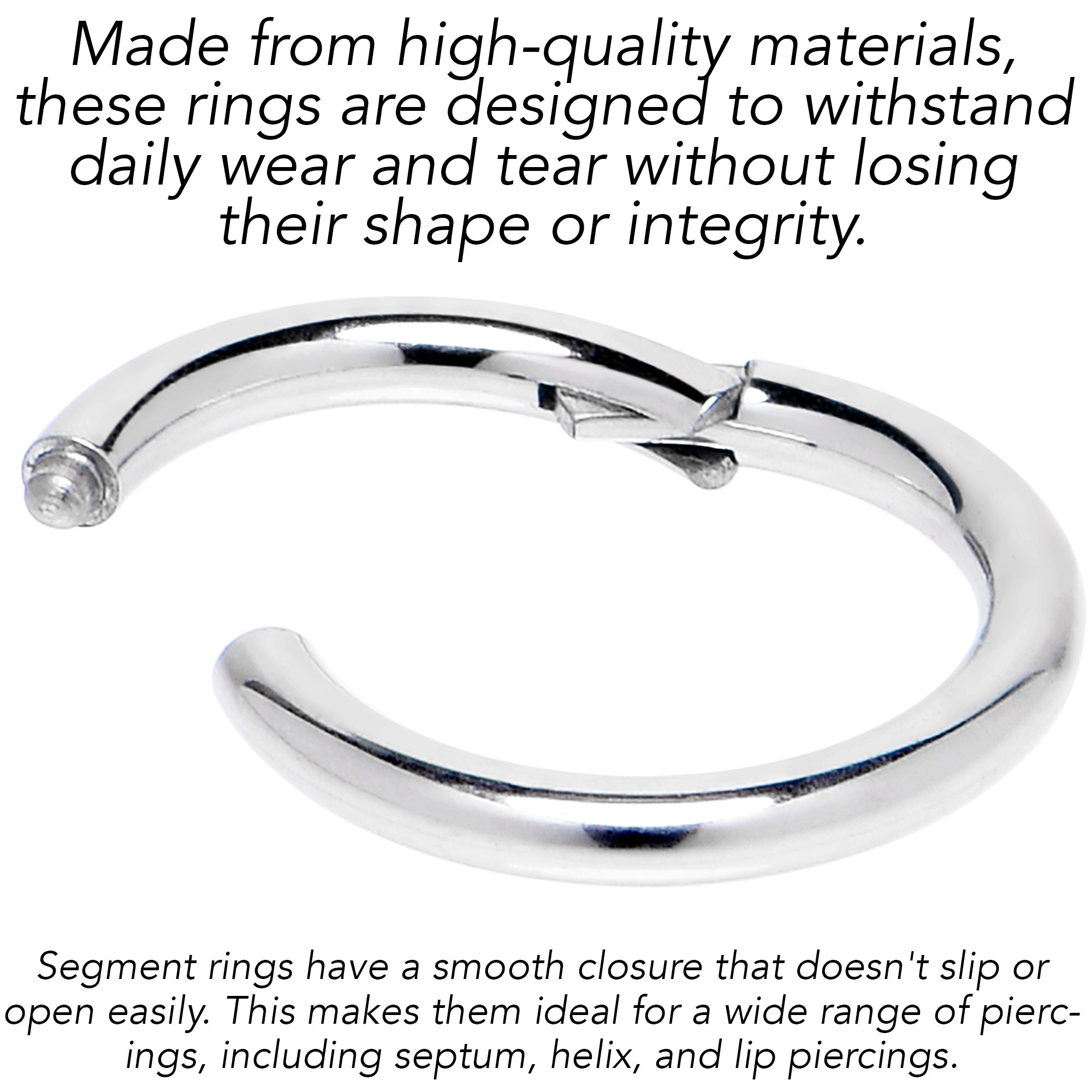 BodyCandy 12G 5/16 316L Surgical Steel Precision Hinged Segment Hoop — size reference