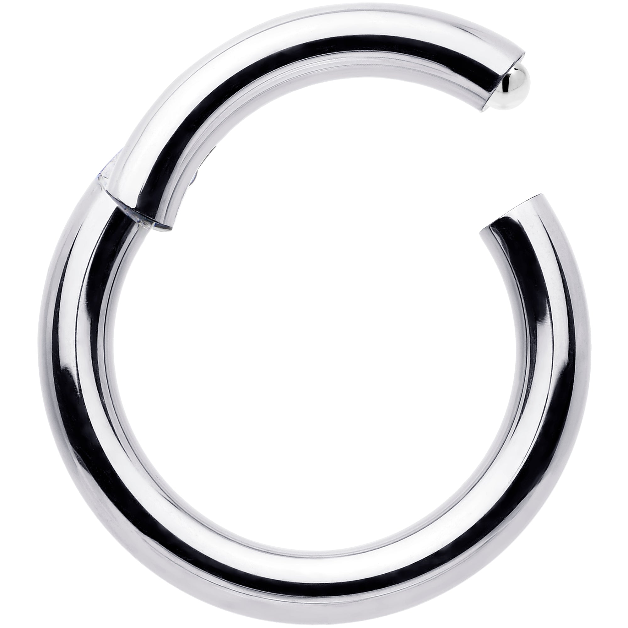 BodyCandy 12G 3/8 316L Surgical Steel Precision Hinged Segment Hoop — detail close-up