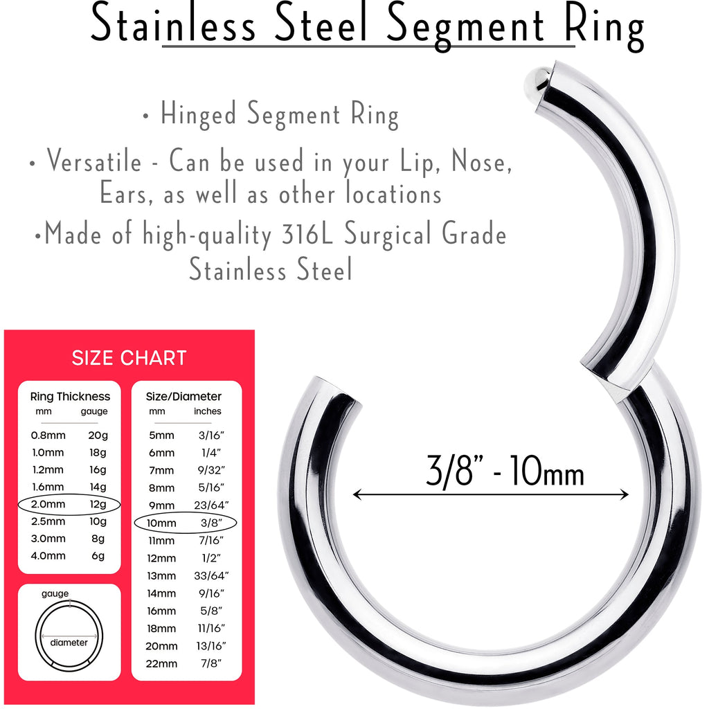 BodyCandy 12G 3/8 316L Surgical Steel Precision Hinged Segment Hoop — lifestyle context