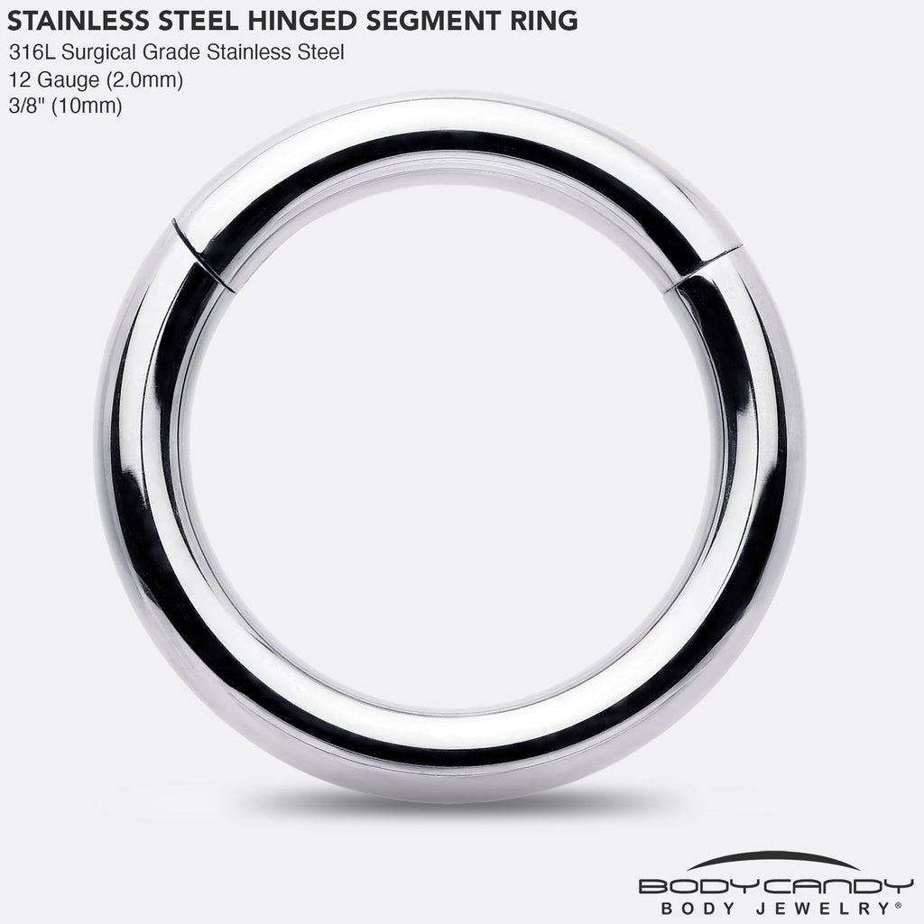 BodyCandy 12G 3/8 316L Surgical Steel Precision Hinged Segment Hoop — side view
