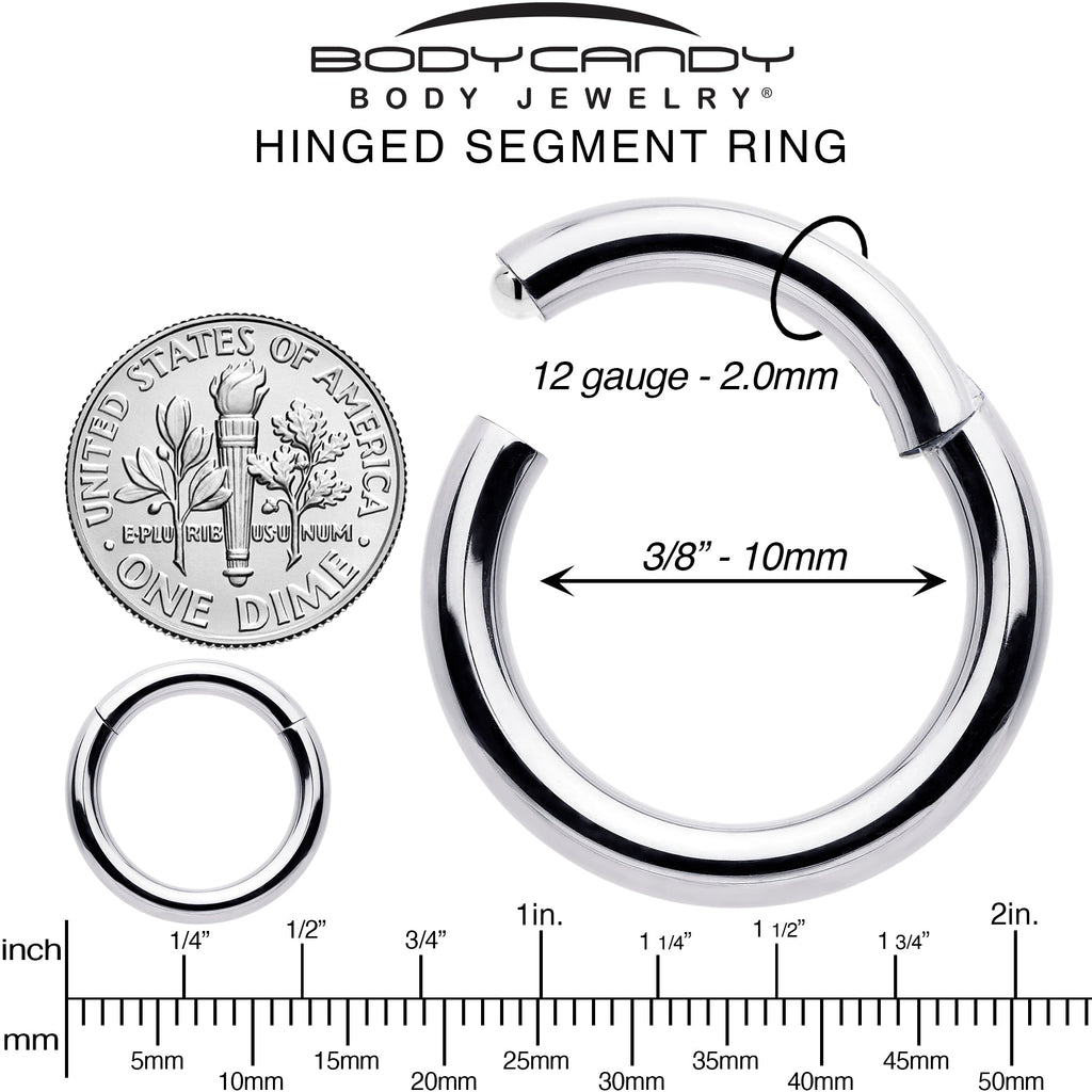 BodyCandy 12G 3/8 316L Surgical Steel Precision Hinged Segment Hoop — alternative angle