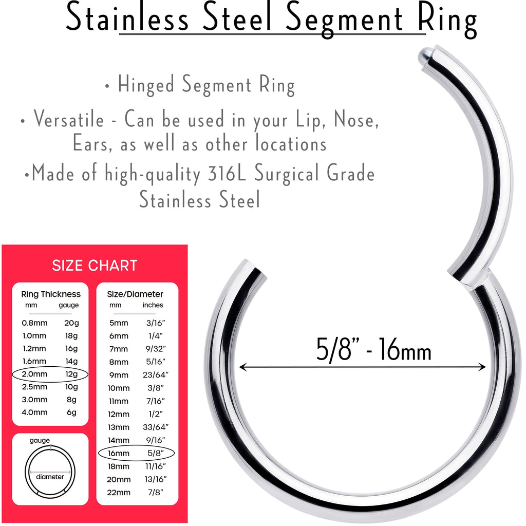 BodyCandy 12G 5/8 316L Surgical Steel Precision Hinged Segment Hoop — lifestyle context
