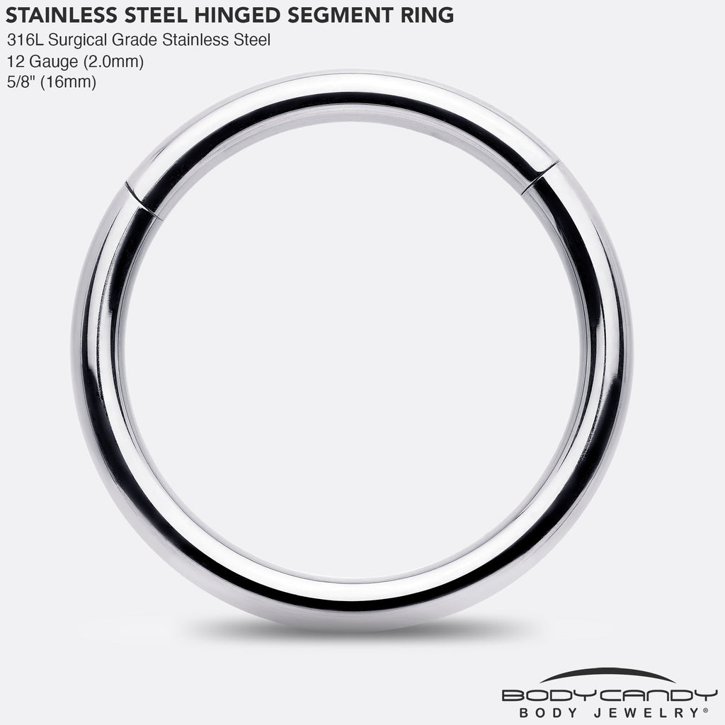 BodyCandy 12G 5/8 316L Surgical Steel Precision Hinged Segment Hoop — side view