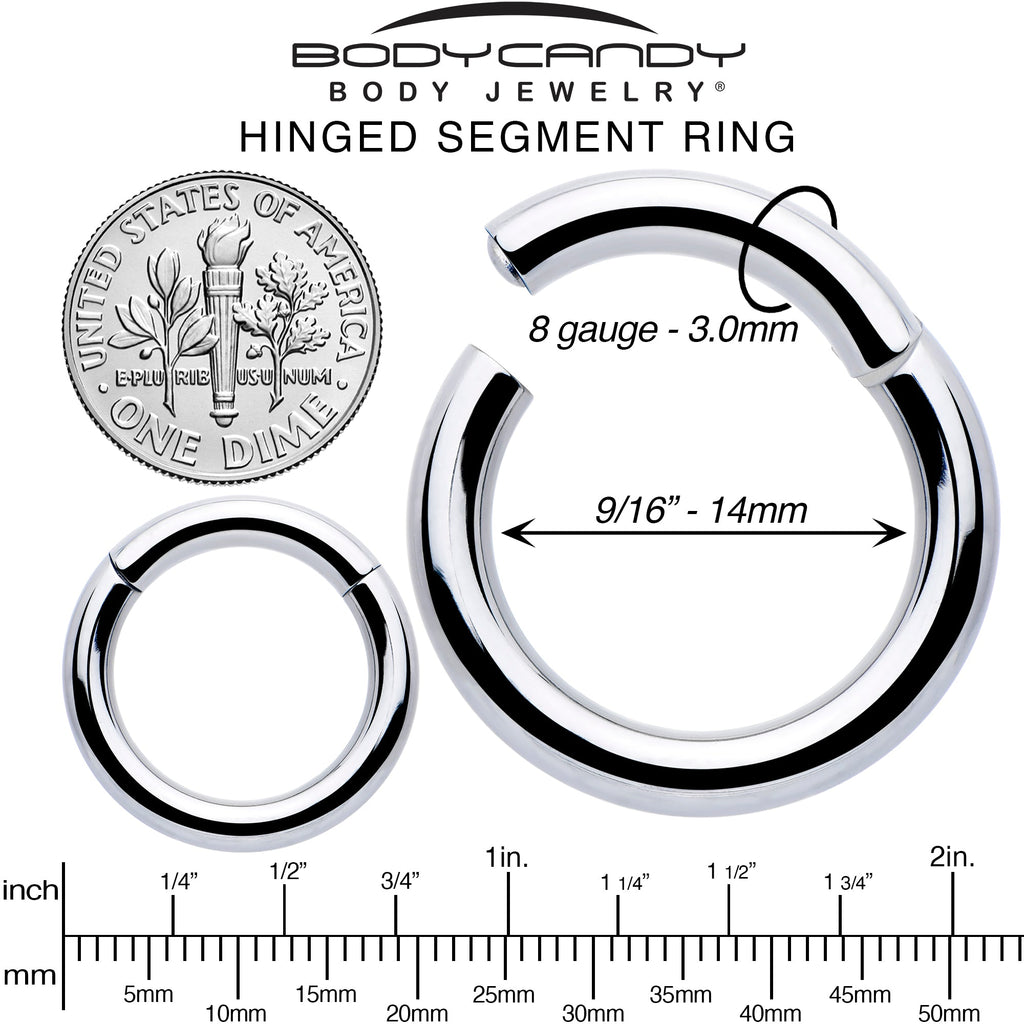 BodyCandy 8G 9/16 316L Surgical Steel Precision Hinged Segment Hoop — alternative angle