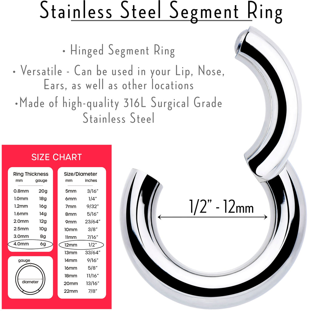 BodyCandy 6G 1/2 316L Surgical Steel Precision Hinged Segment Hoop — lifestyle context