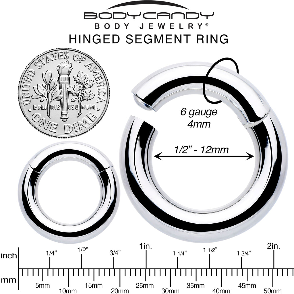 BodyCandy 6G 1/2 316L Surgical Steel Precision Hinged Segment Hoop — alternative angle