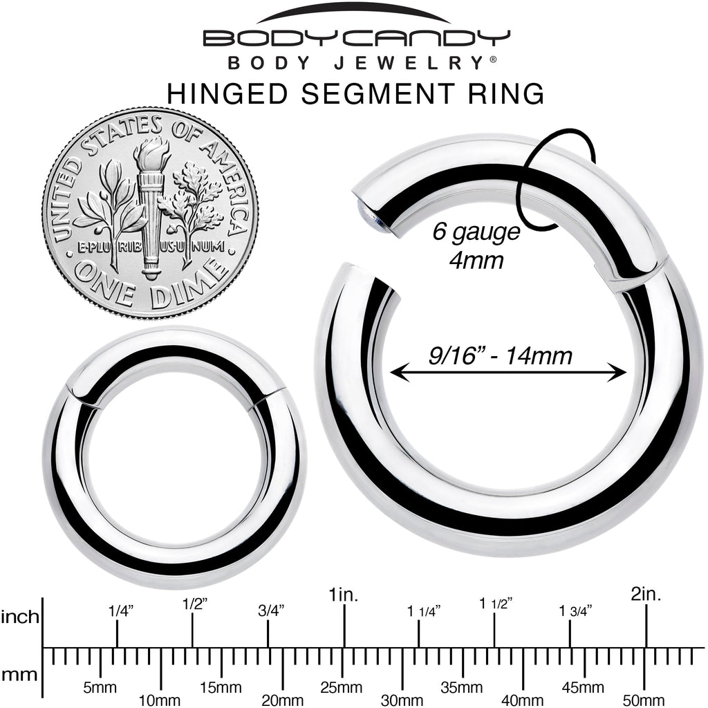 BodyCandy 6G 9/16 316L Surgical Steel Precision Hinged Segment Hoop — alternative angle
