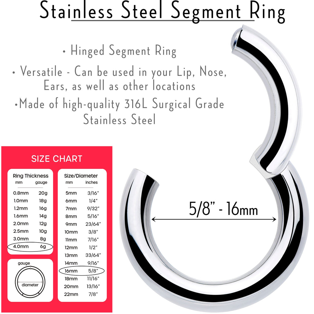 BodyCandy 6G 5/8 316L Surgical Steel Precision Hinged Segment Hoop — lifestyle context