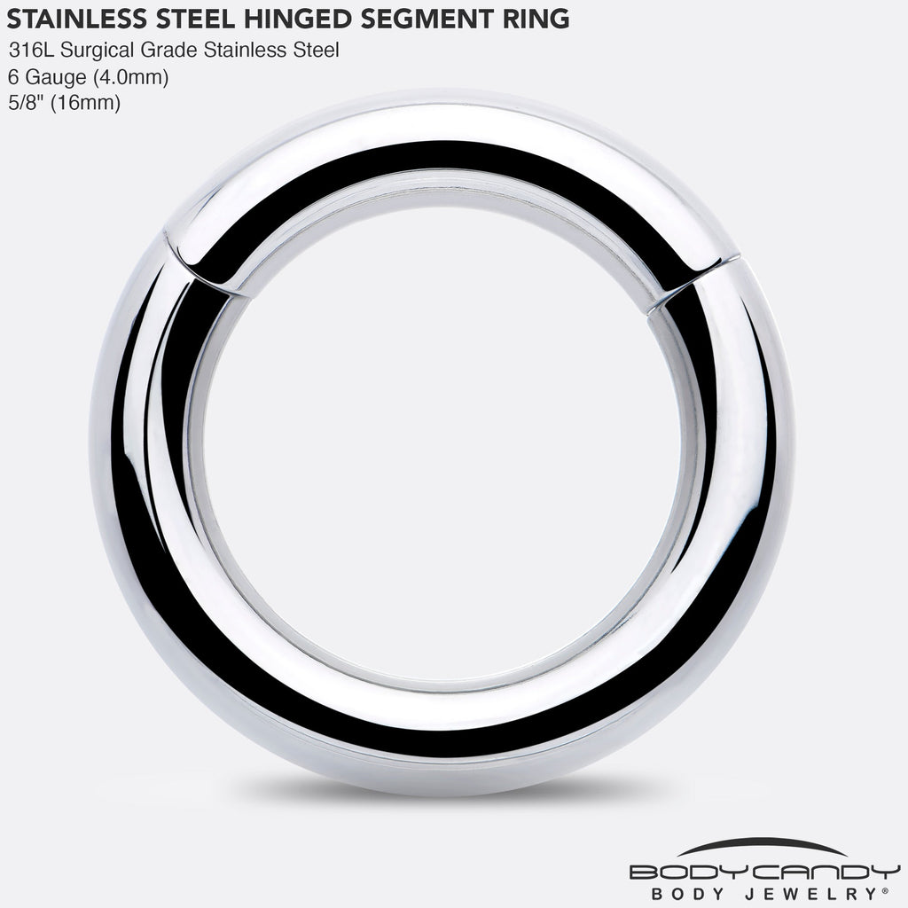 BodyCandy 6G 5/8 316L Surgical Steel Precision Hinged Segment Hoop — side view