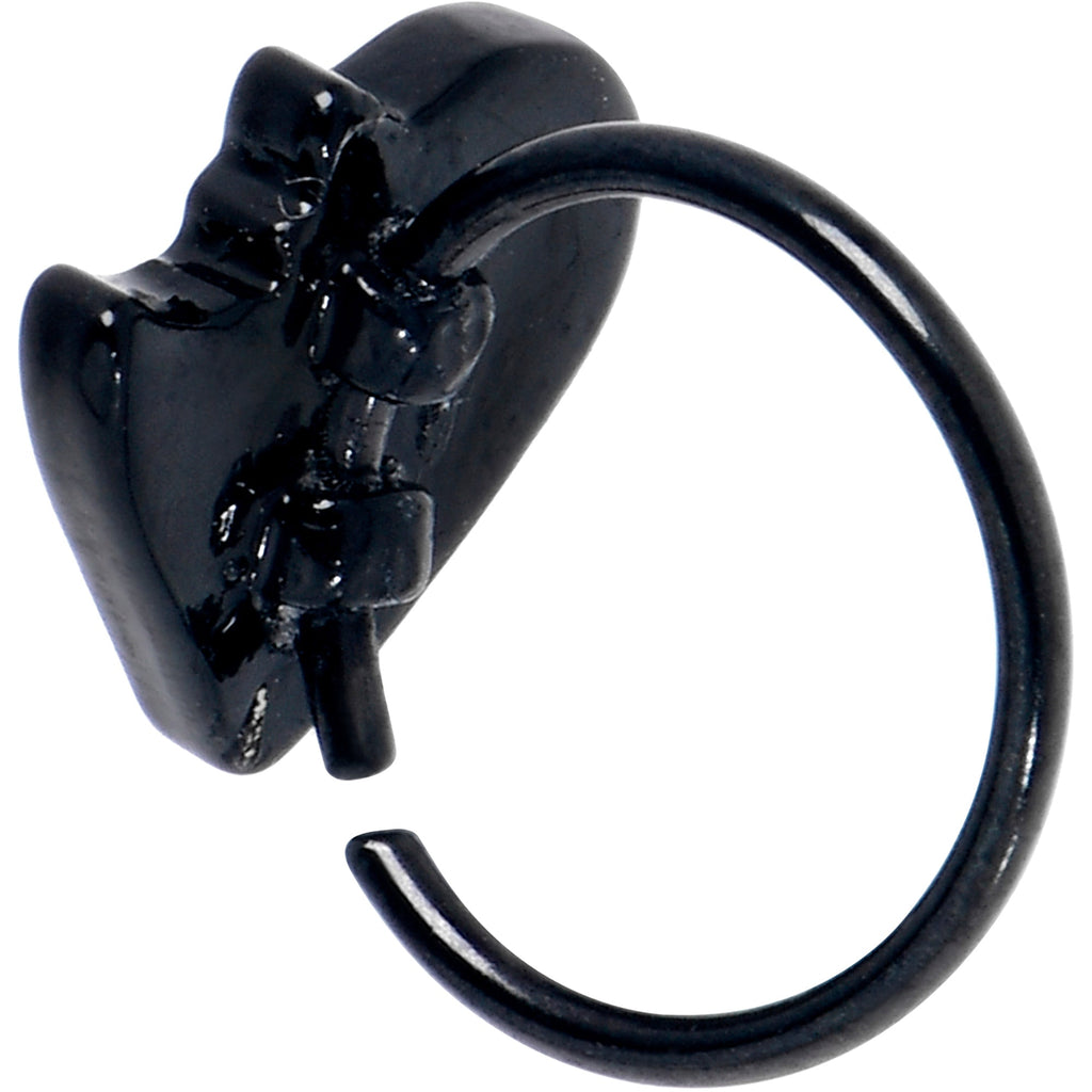BodyCandy 20G 5/16 Black Love Bites Heart Valentines Nose Hoop — detail close-up