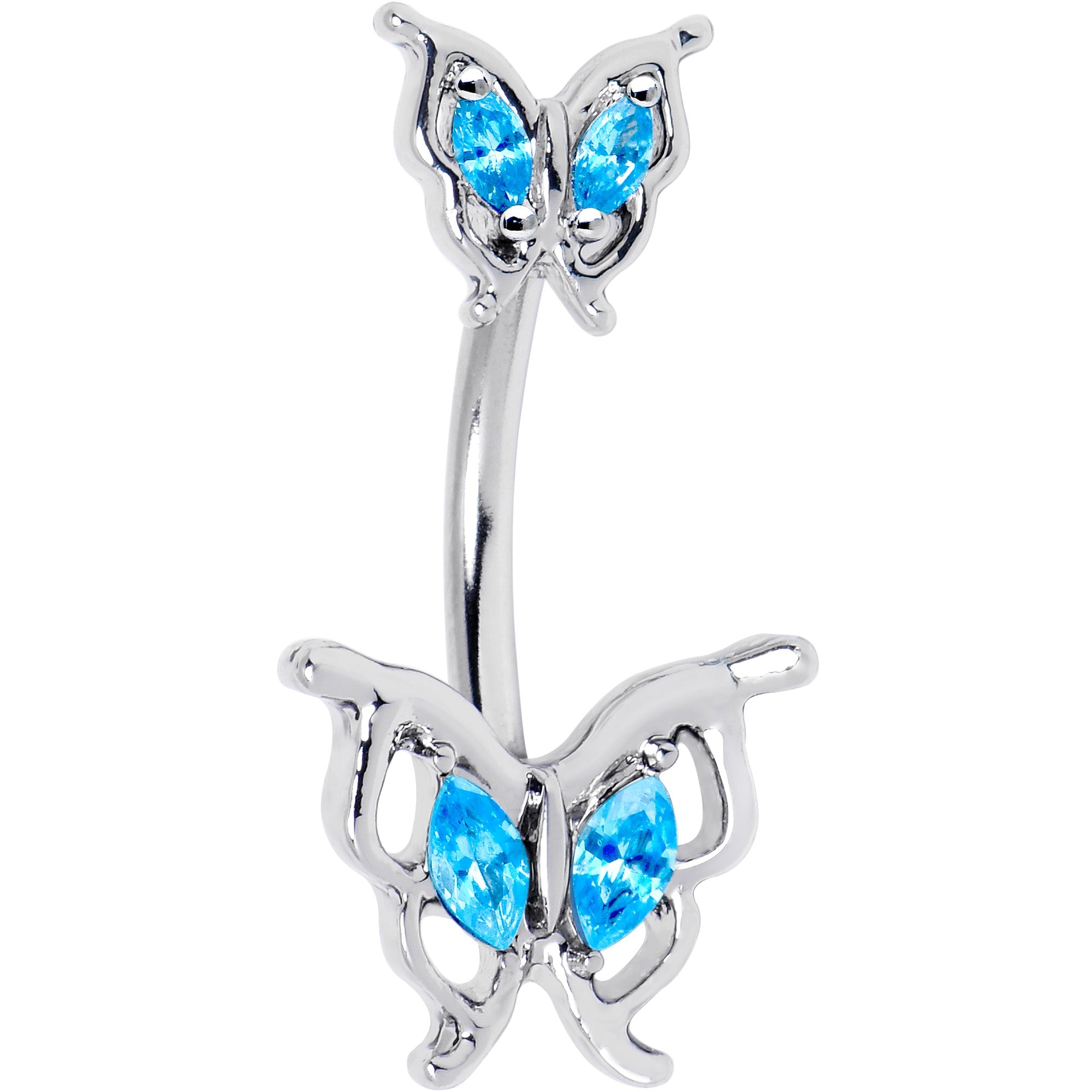 BodyCandy Blue Gem Fancy Fab Butterfly Double Mount Belly Ring — main product shot