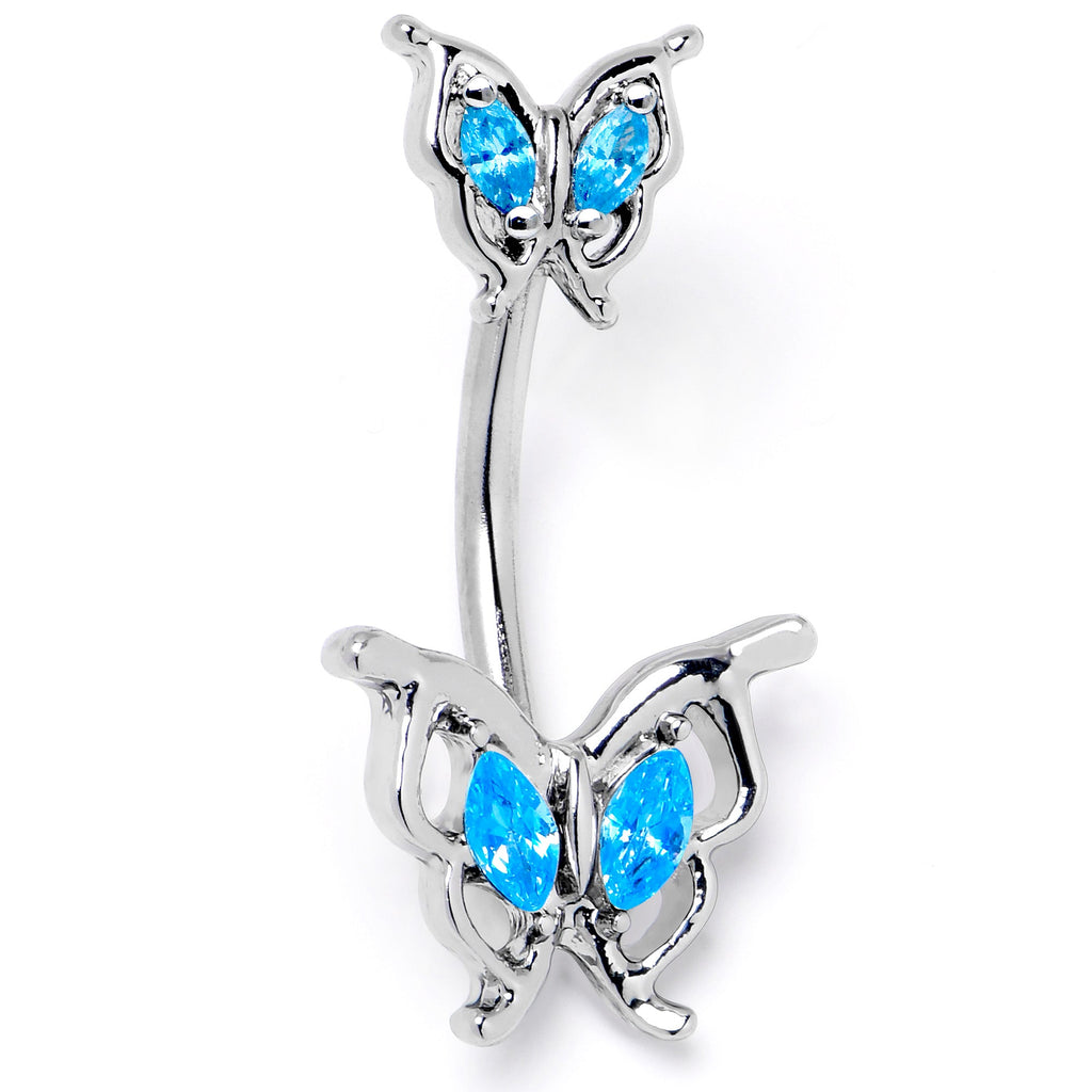 BodyCandy Blue Gem Fancy Fab Butterfly Double Mount Belly Ring — lifestyle context