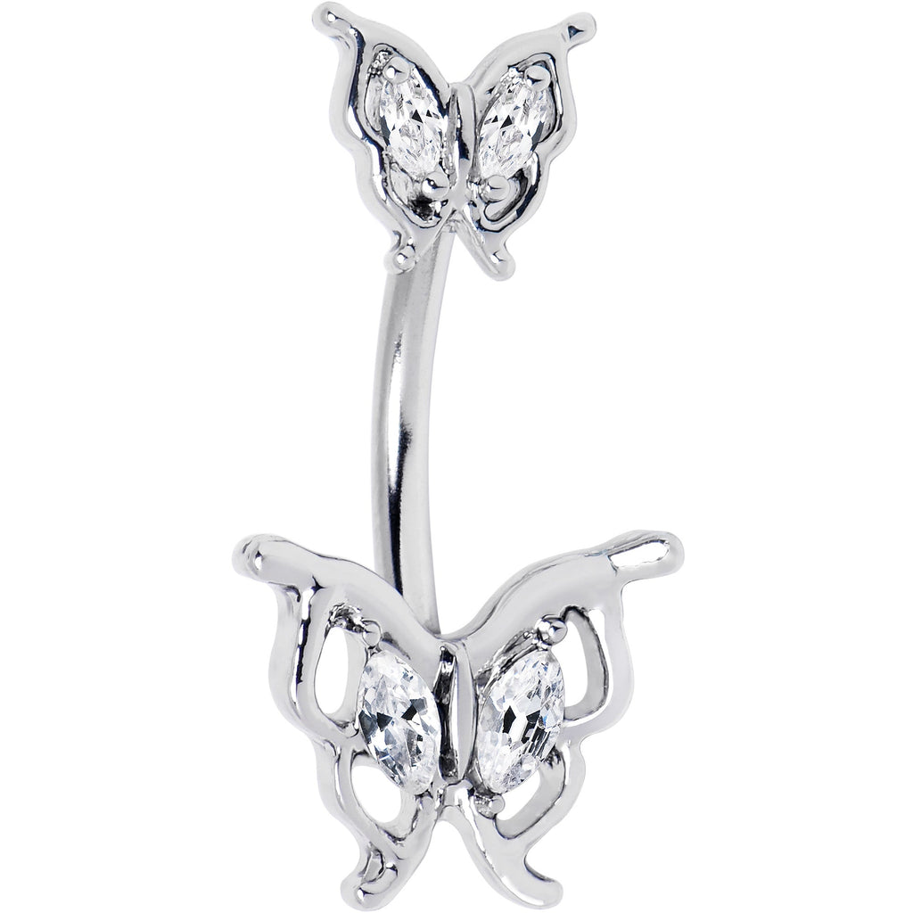 BodyCandy Clear Gem Fancy Fab Butterfly Double Mount Belly Ring — main product shot