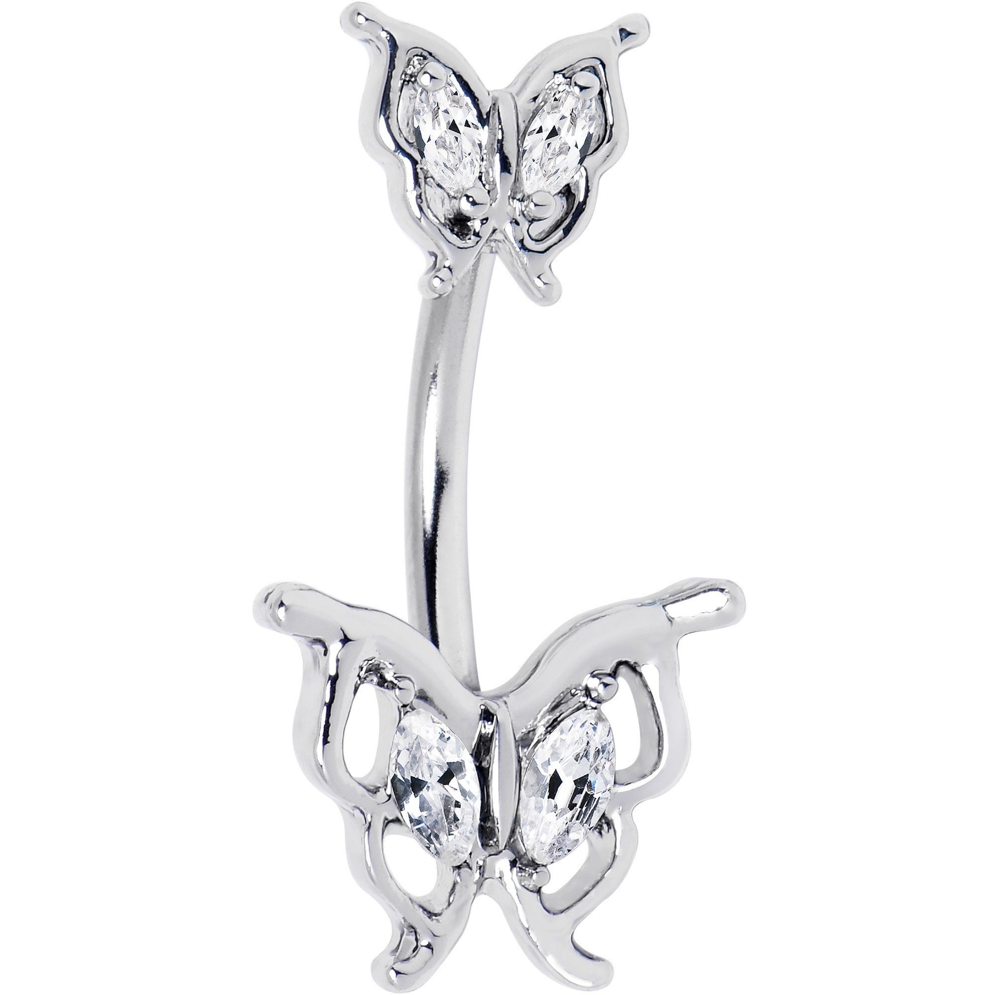 BodyCandy Clear Gem Fancy Fab Butterfly Double Mount Belly Ring — main product shot