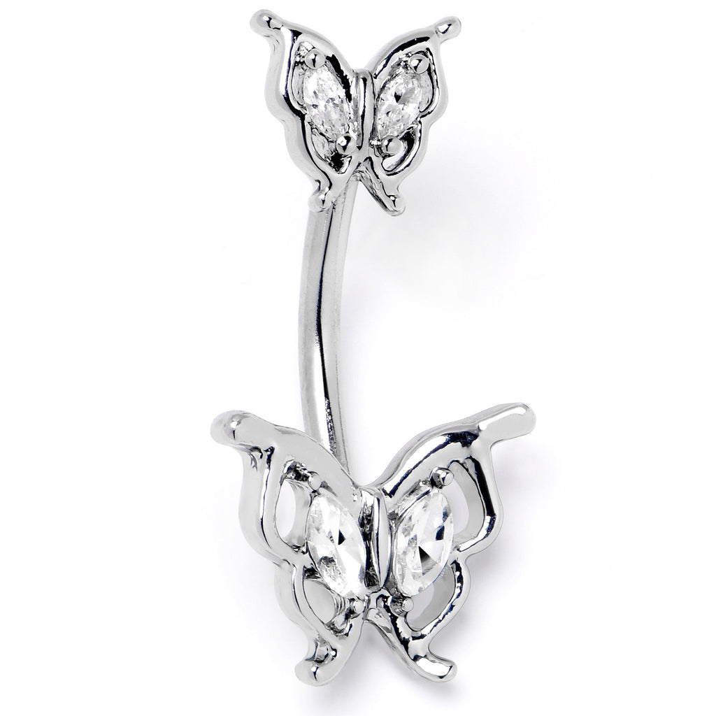 BodyCandy Clear Gem Fancy Fab Butterfly Double Mount Belly Ring — lifestyle context