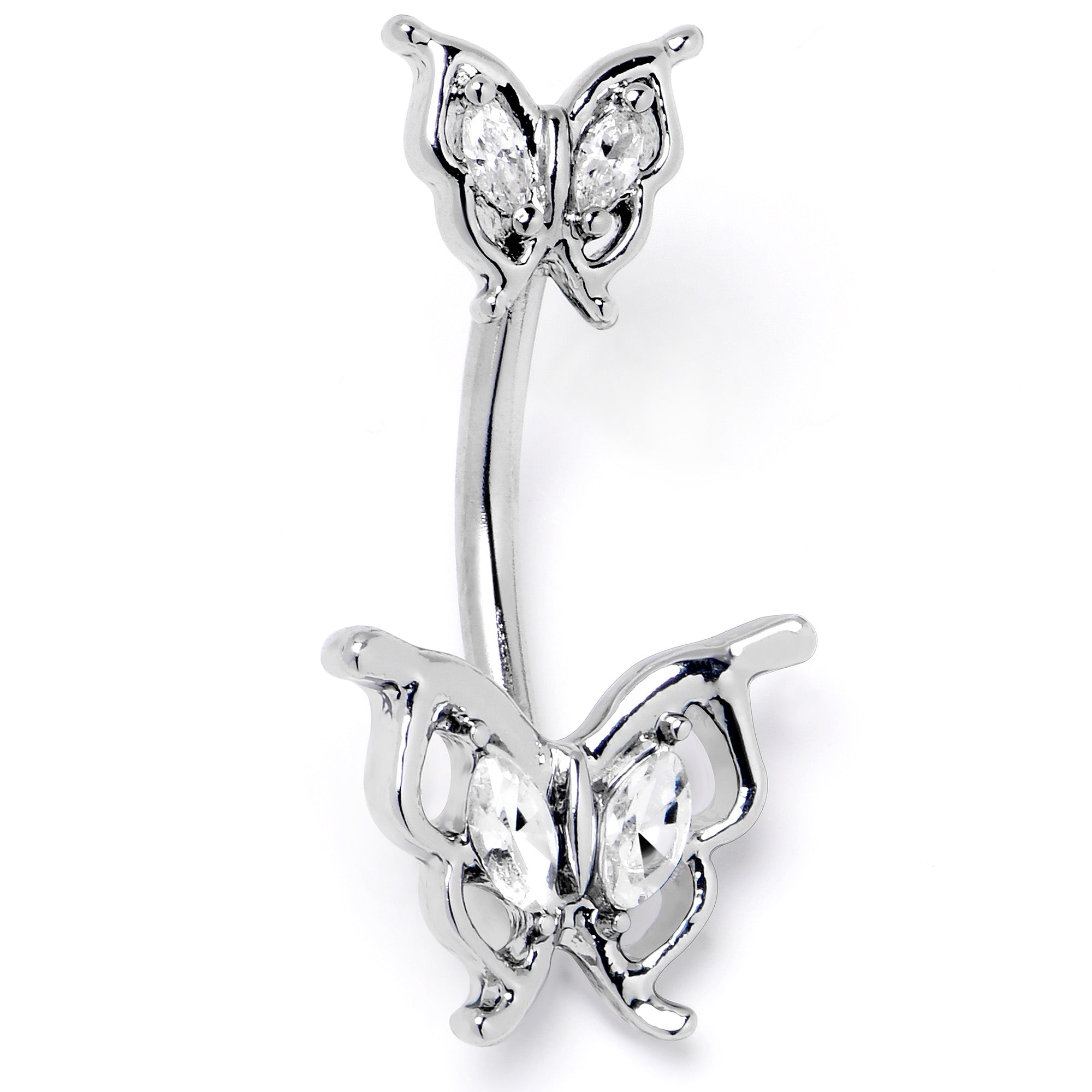 BodyCandy Clear Gem Fancy Fab Butterfly Double Mount Belly Ring — lifestyle context