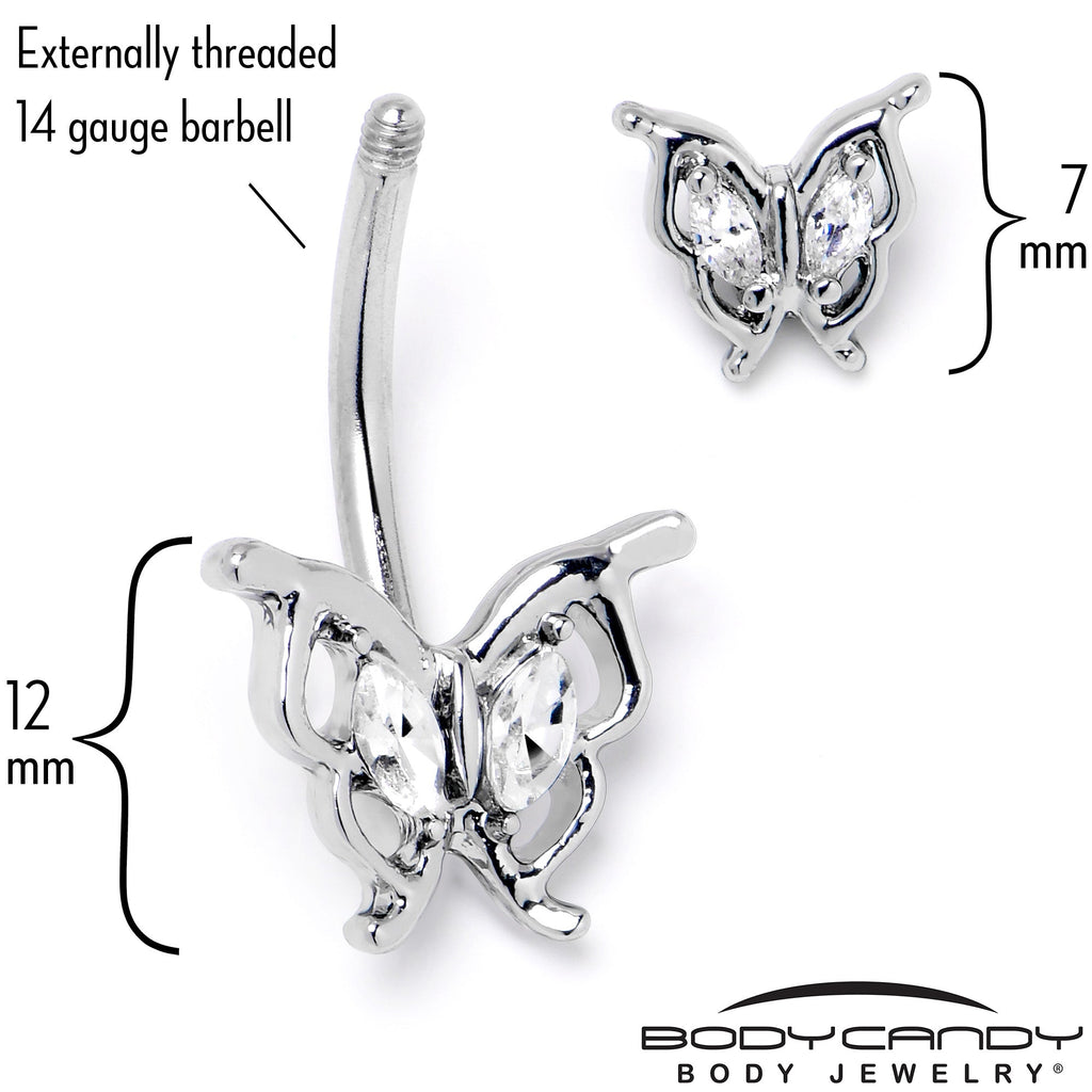 BodyCandy Clear Gem Fancy Fab Butterfly Double Mount Belly Ring — back view