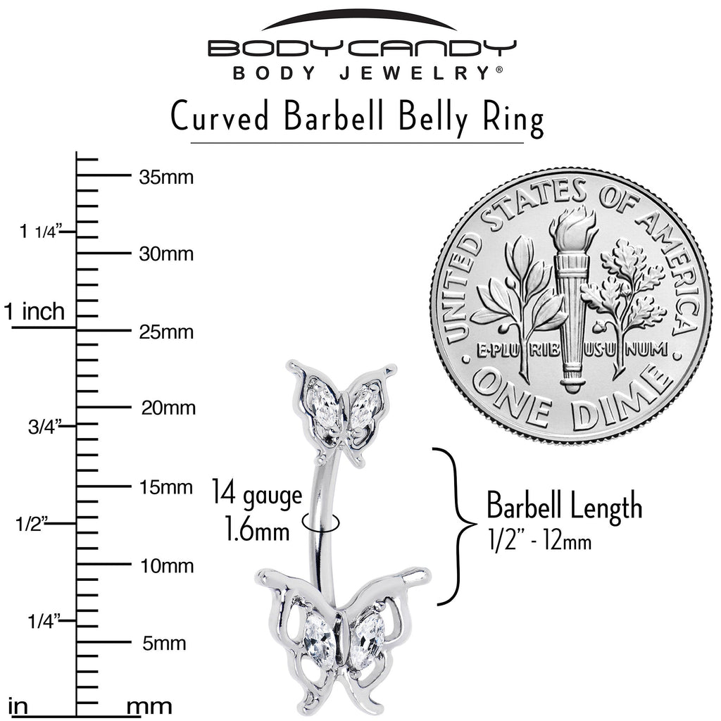 BodyCandy Clear Gem Fancy Fab Butterfly Double Mount Belly Ring — alternative angle