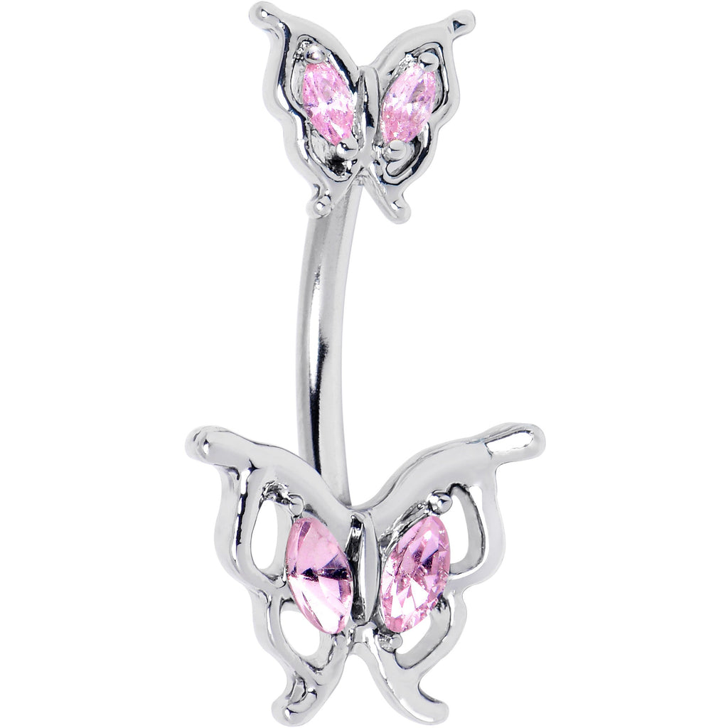 BodyCandy Pink Gem Fancy Fab Butterfly Double Mount Belly Ring — main product shot