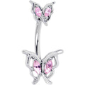 BodyCandy Pink Gem Fancy Fab Butterfly Double Mount Belly Ring — main product shot