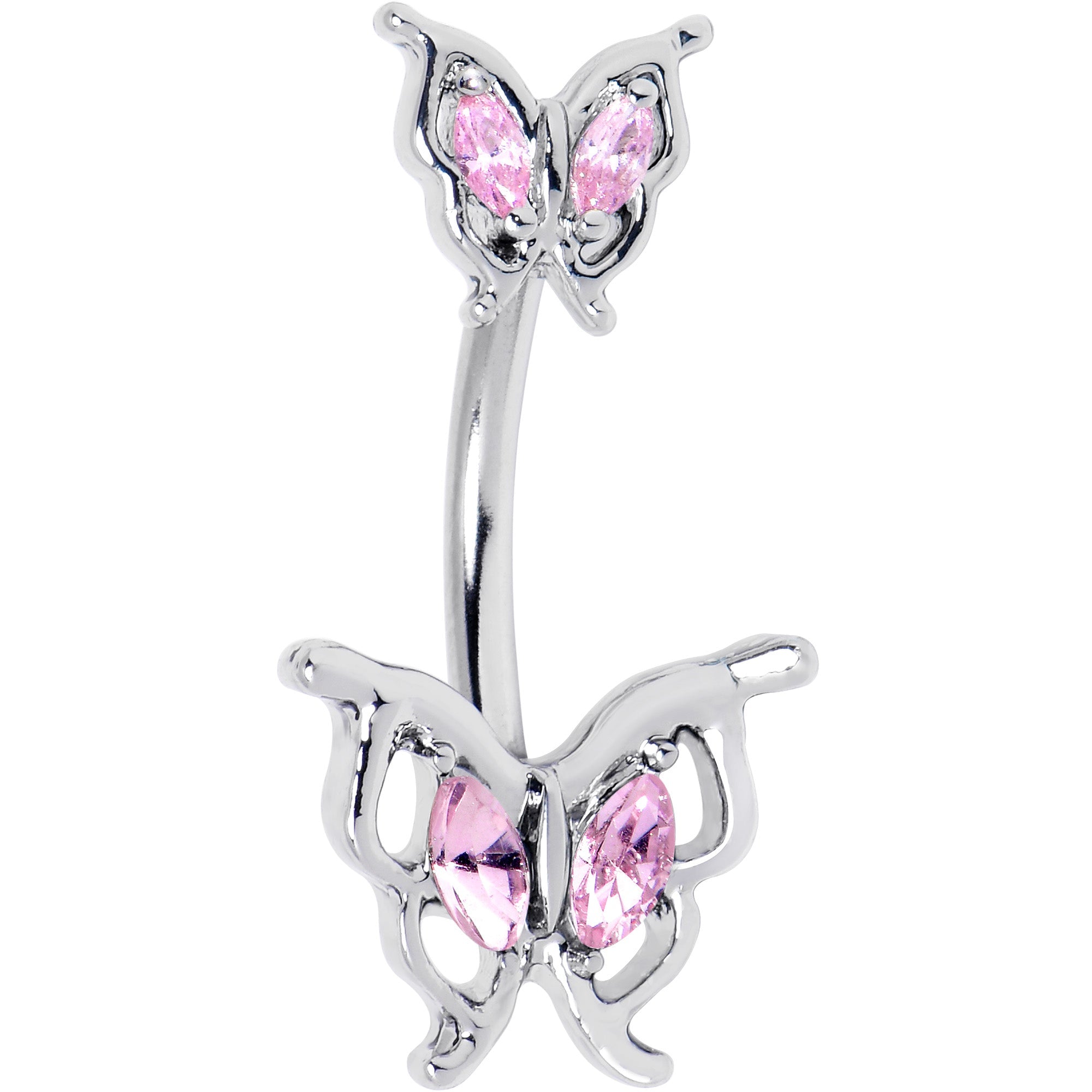 BodyCandy Pink Gem Fancy Fab Butterfly Double Mount Belly Ring — main product shot