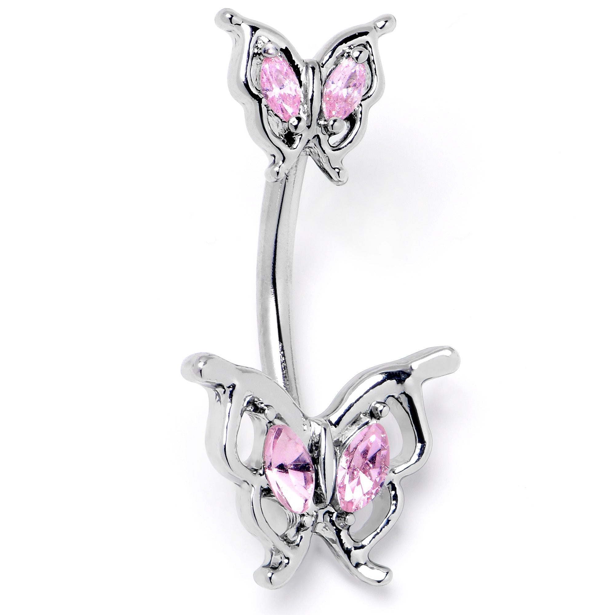 BodyCandy Pink Gem Fancy Fab Butterfly Double Mount Belly Ring — lifestyle context