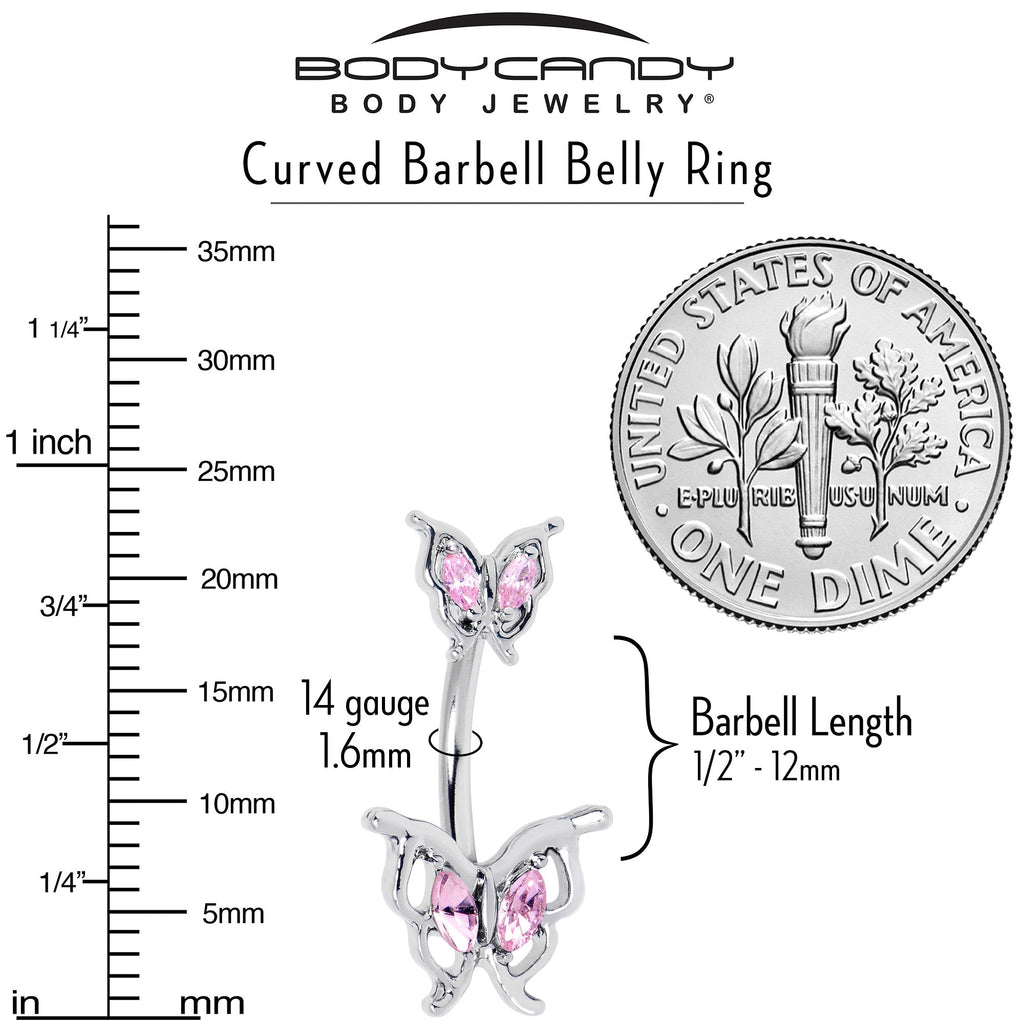 BodyCandy Pink Gem Fancy Fab Butterfly Double Mount Belly Ring — alternative angle