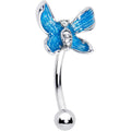 BodyCandy 16G 5/16 Clear Gem Chunky Butterfly Blue Curved Eyebrow Ring — main product shot