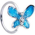 BodyCandy 20G 5/16 Clear Gem Chunky Butterfly Blue Nose Hoop — main product shot