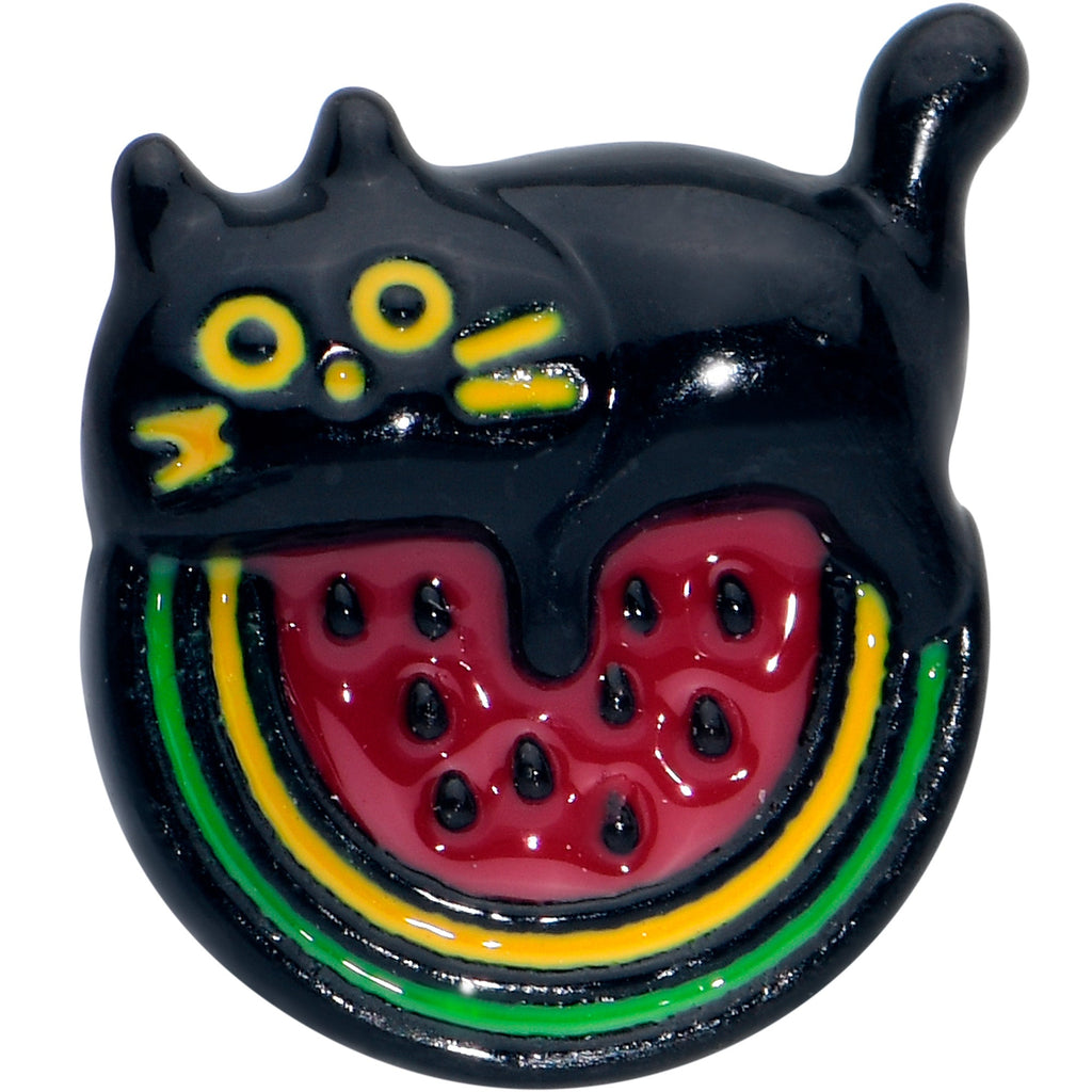 BodyCandy 20G 7mm Watermelon Cat Love Left Side Nose Screw — detail close-up