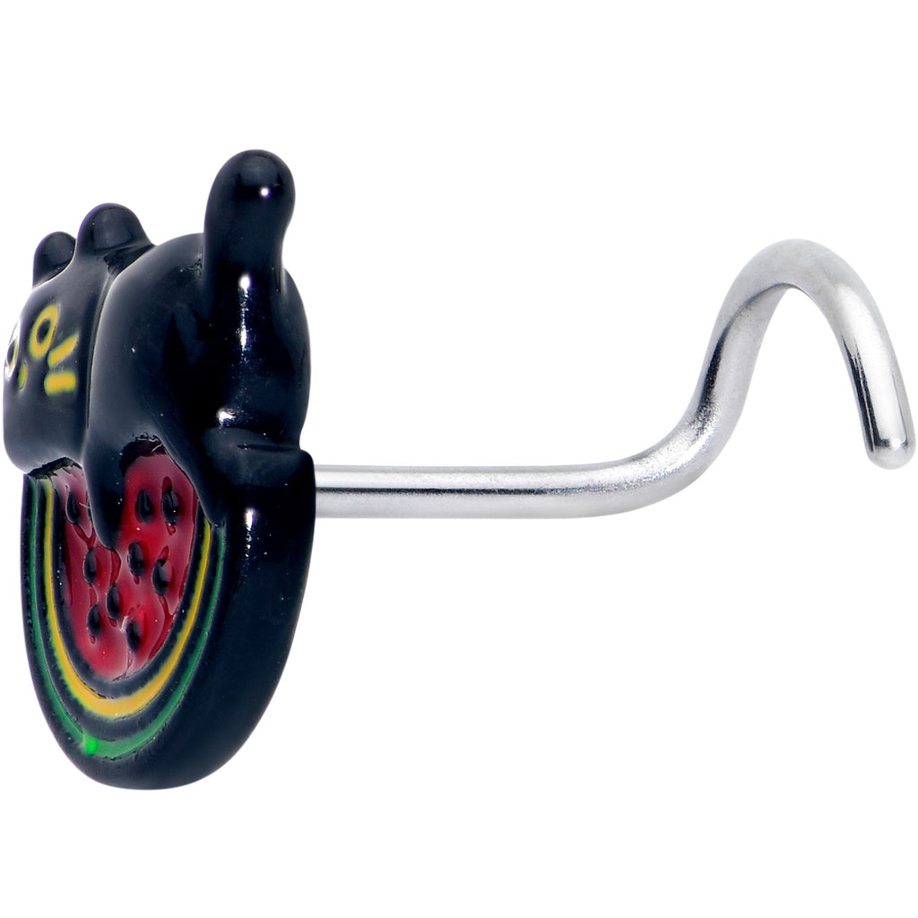 BodyCandy 20G 7mm Watermelon Cat Love Left Side Nose Screw — lifestyle context
