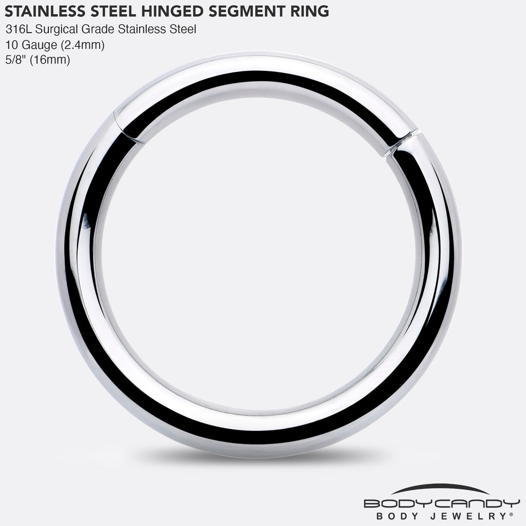 BodyCandy 10G 5/8 316L Surgical Steel Precision Hinged Segment Hoop — side view