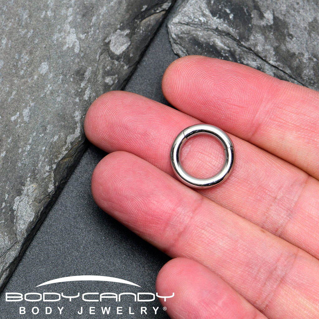 BodyCandy 8G 1/2 316L Surgical Steel Precision Hinged Segment Hoop — in-use photo