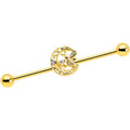BodyCandy 14G Clear Gem Gold Tone Lunar Dragonfly Industrial Barbell 38mm — main product shot