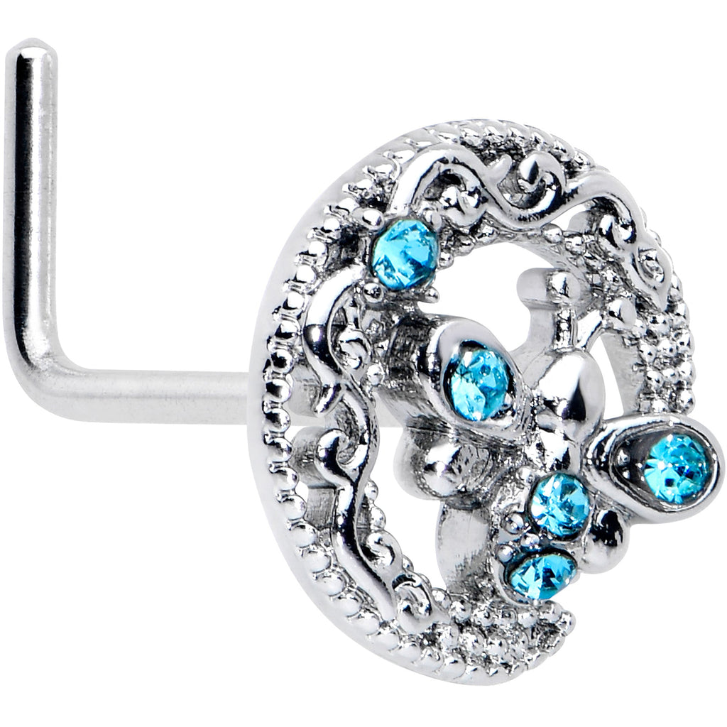 BodyCandy 20G 7mm Blue Gem Lunar Dragonfly L Shape Nose Ring — main product shot