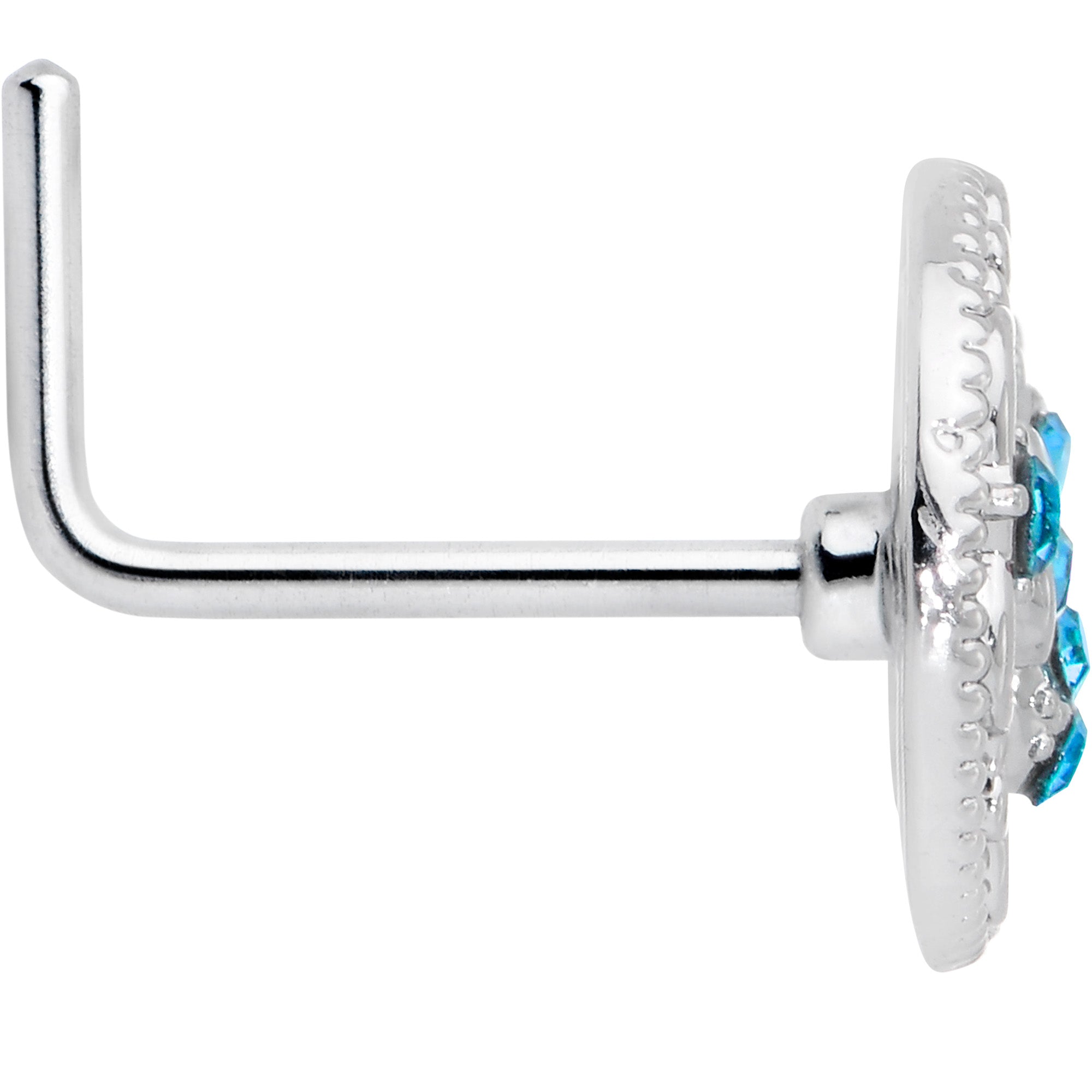 BodyCandy 20G 7mm Blue Gem Lunar Dragonfly L Shape Nose Ring — lifestyle context