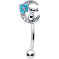 BodyCandy 16G 5/16 Clear CZ Gem Rabbit On The Moon Blue Curved Eyebrow Ring — main product shot