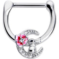 BodyCandy 16G 5/16 Clear CZ Gem Rabbit On The Moon Pink Cartilage Clicker — main product shot