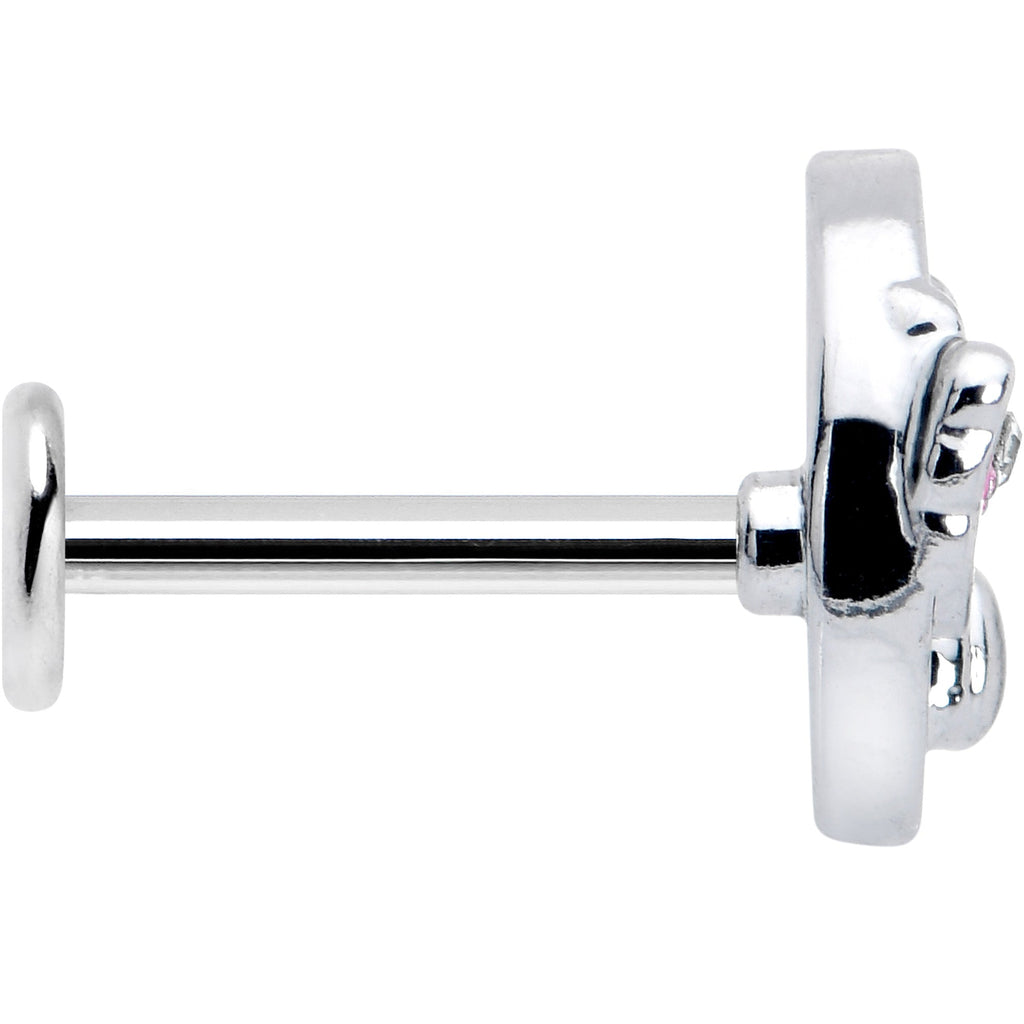 BodyCandy 16G 5/16 Clear CZ Gem Rabbit Moon Pink Internally Threaded Labret — lifestyle context