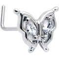 BodyCandy 20G 7mm Clear Gem Fancy Fab Butterfly L Shape Nose Ring — main product shot
