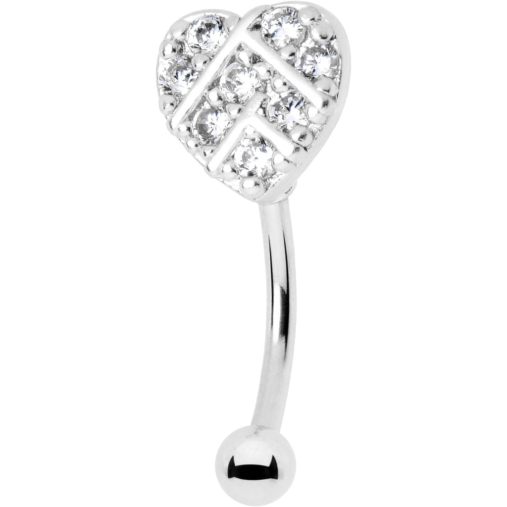 BodyCandy 16G 5/16 Clear Gem Lattice Heart Curved Eyebrow Ring — main product shot