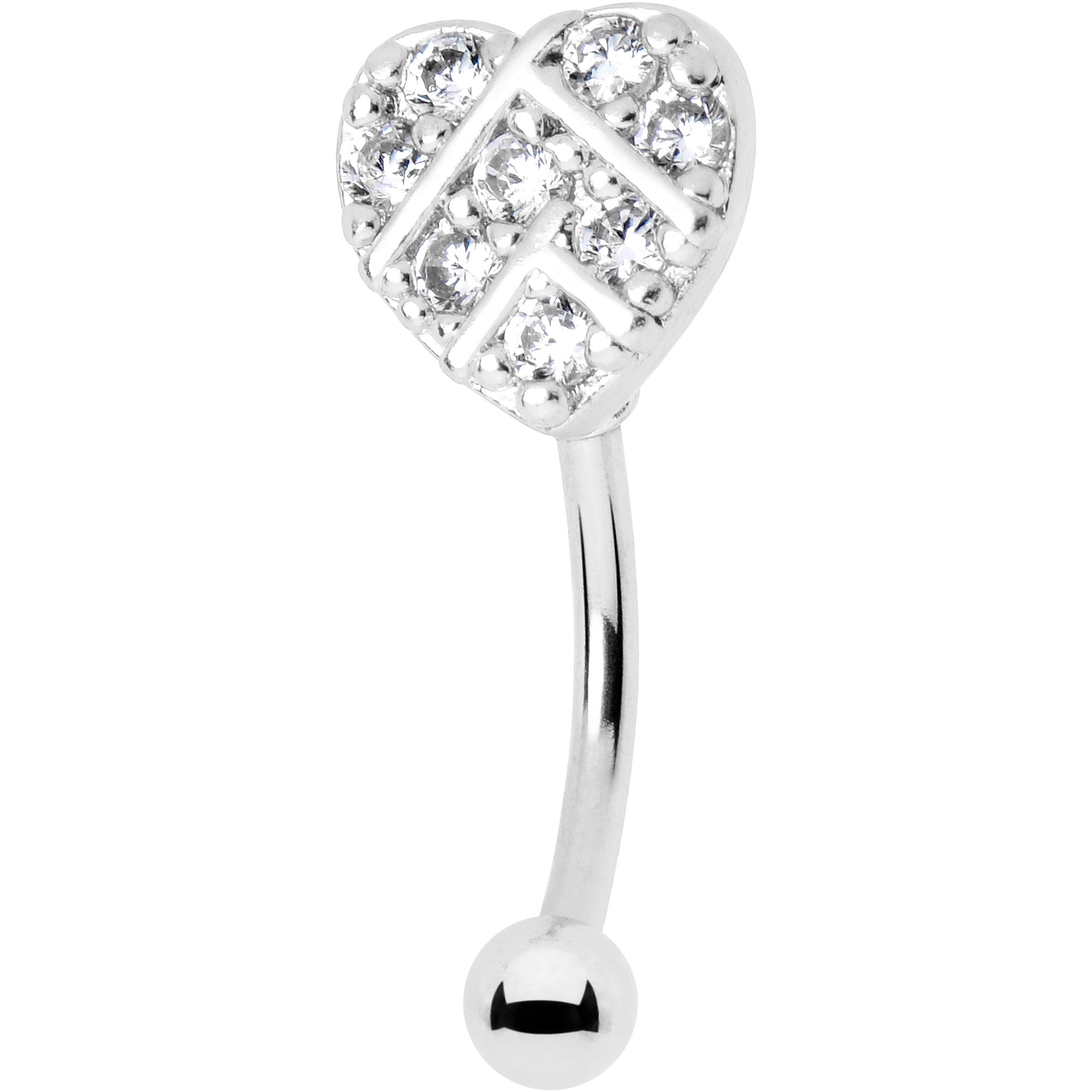 BodyCandy 16G 5/16 Clear Gem Lattice Heart Curved Eyebrow Ring — main product shot