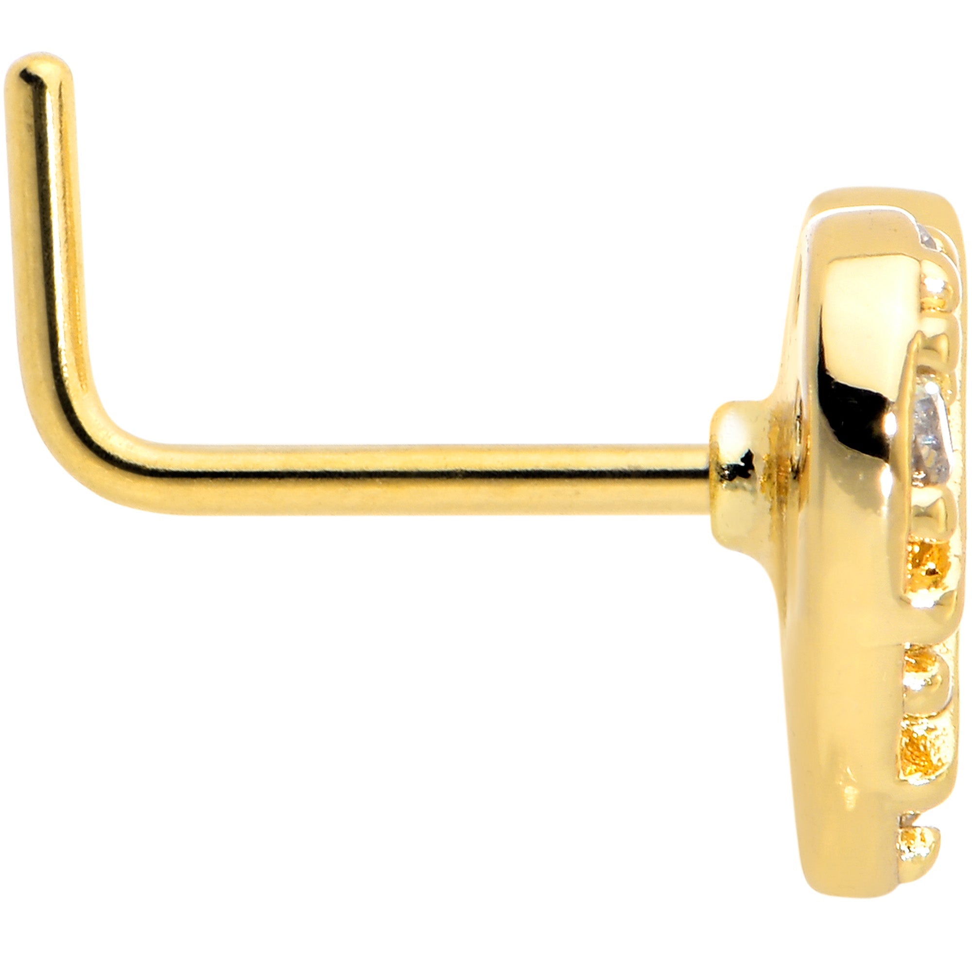 BodyCandy 20G 7mm Clear Gem Gold Tone Lattice Heart L Shape Nose Ring — lifestyle context
