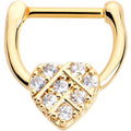 BodyCandy 16G 5/16 Clear Gem Gold Tone Lattice Heart Cartilage Clicker — main product shot