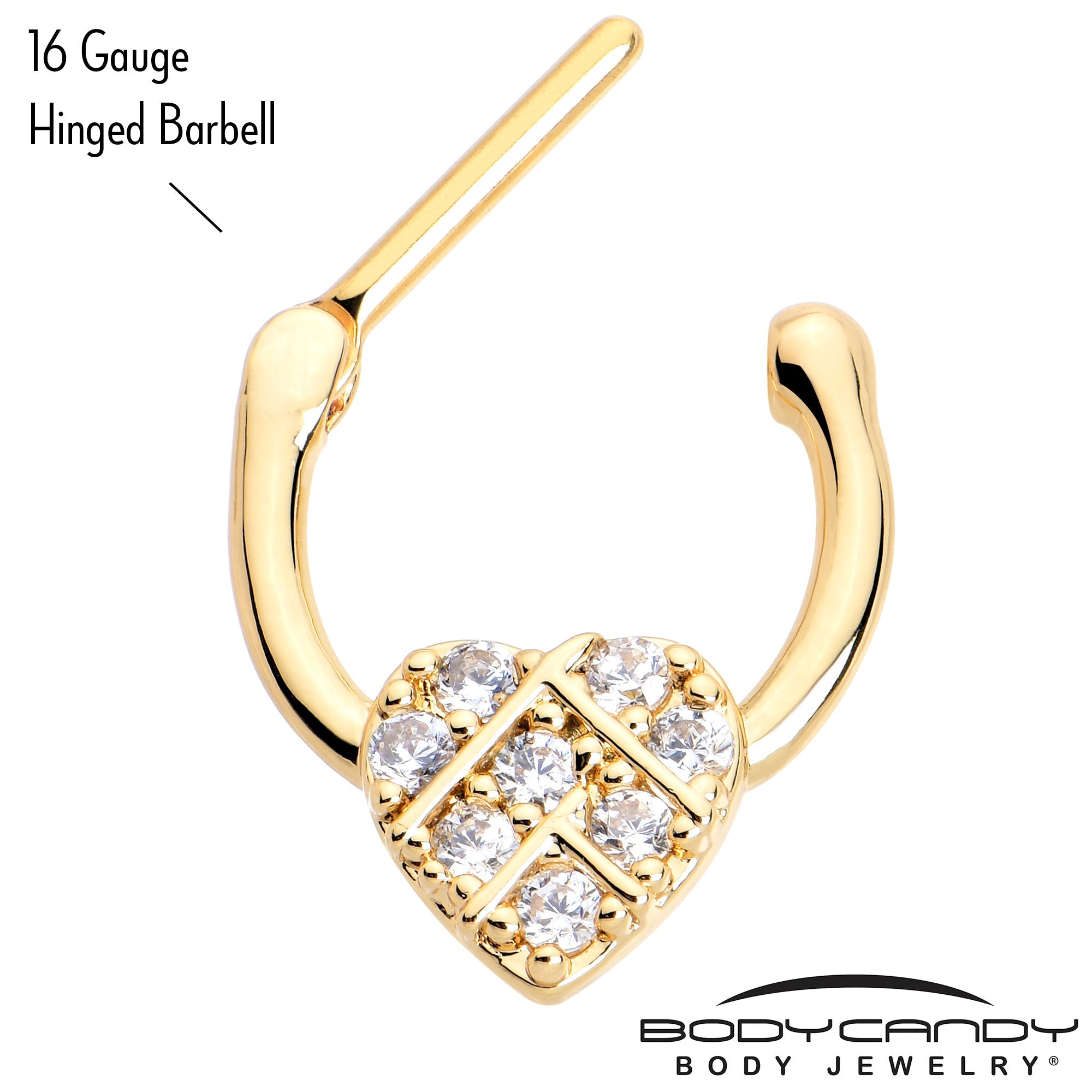 BodyCandy 16G 5/16 Clear Gem Gold Tone Lattice Heart Cartilage Clicker — lifestyle context