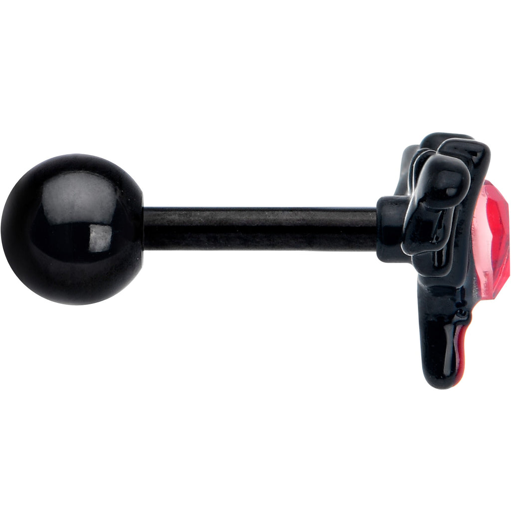 BodyCandy 16G 1/4 Red Gem Black Bleeding Heart Bat Cartilage Tragus Earring — lifestyle context