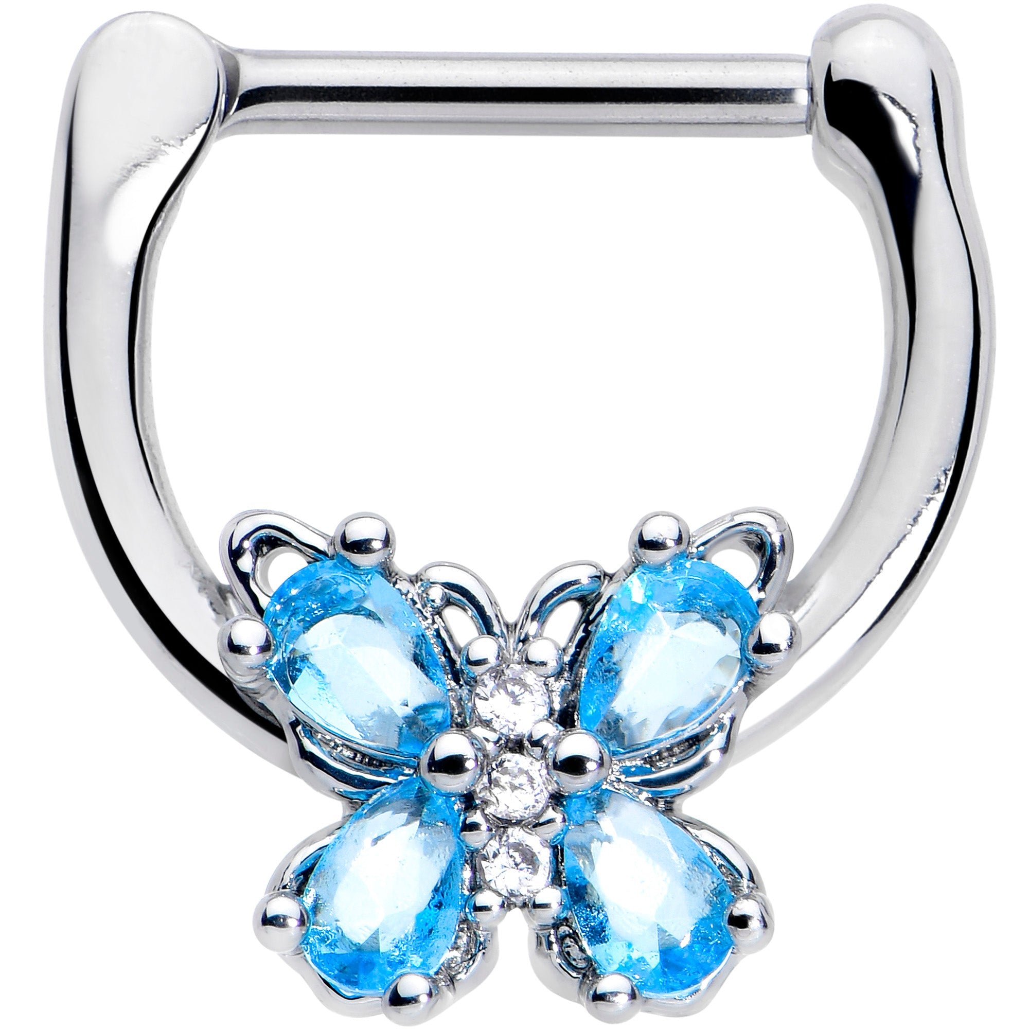 BodyCandy 16G 5/16 Blue Gem Baroque Beauty Butterfly Cartilage Clicker — main product shot