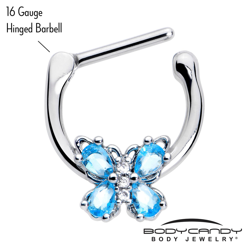 BodyCandy 16G 5/16 Blue Gem Baroque Beauty Butterfly Cartilage Clicker — lifestyle context